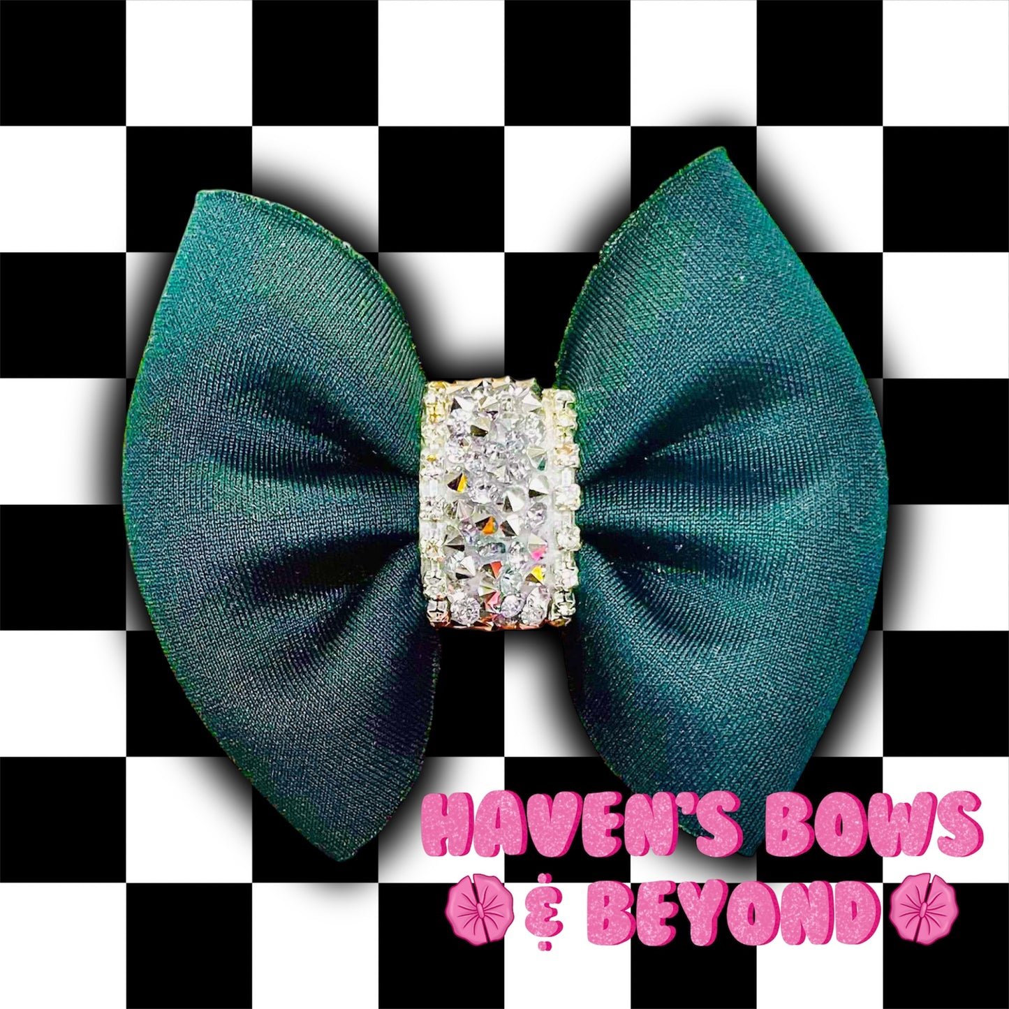 Dark green standard piggies with bling centers