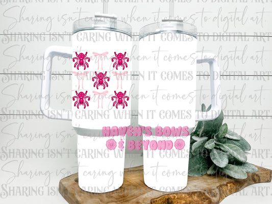 40oz tumbler - pink spider bows [#31 • HBB EXCLUSIVE]