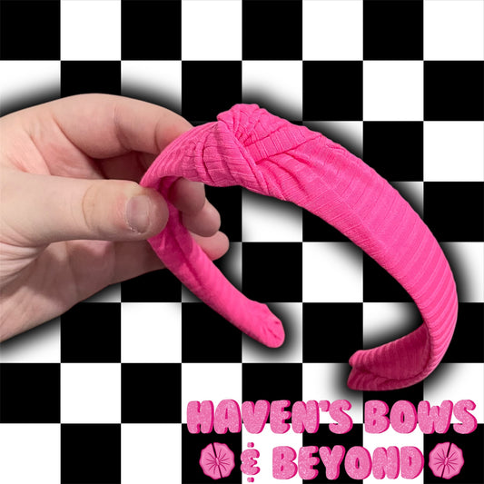 Pink solid knotted headband - OS