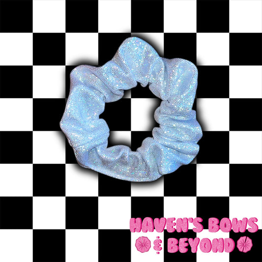 White holo mini scrunchie